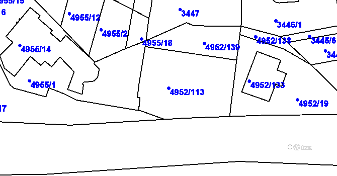 Parcela st. 4952/113 v KÚ Znojmo-město, Katastrální mapa