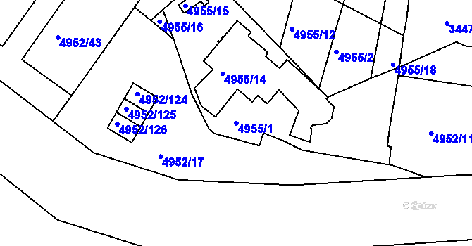 Parcela st. 4955/1 v KÚ Znojmo-město, Katastrální mapa