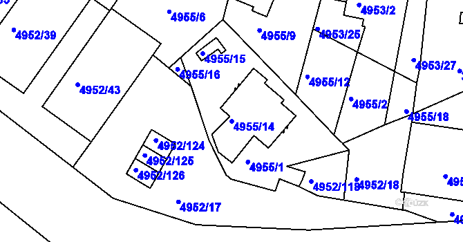 Parcela st. 4955/14 v KÚ Znojmo-město, Katastrální mapa