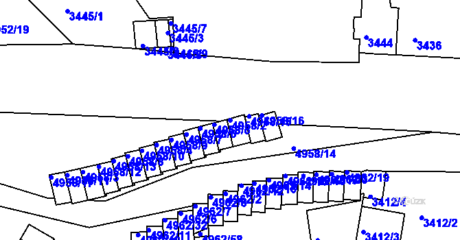 Parcela st. 4958/2 v KÚ Znojmo-město, Katastrální mapa
