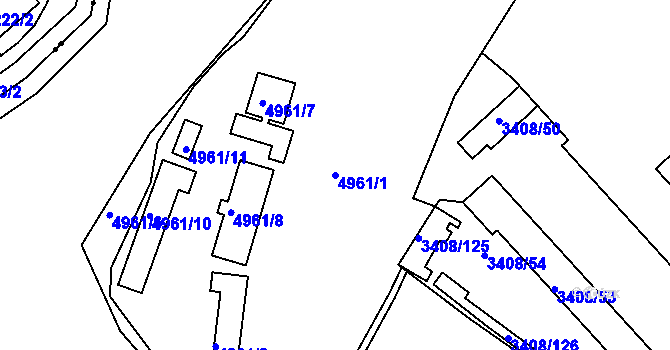 Parcela st. 4961/1 v KÚ Znojmo-město, Katastrální mapa