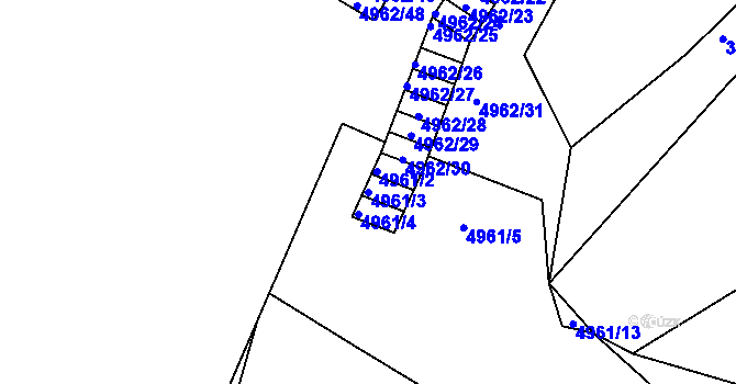 Parcela st. 4961/3 v KÚ Znojmo-město, Katastrální mapa