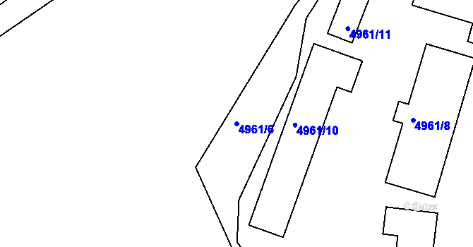 Parcela st. 4961/6 v KÚ Znojmo-město, Katastrální mapa