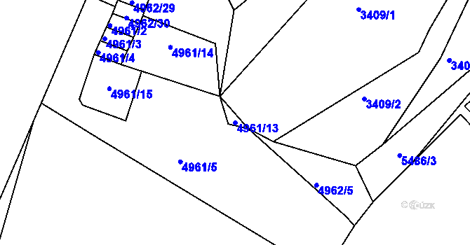 Parcela st. 4961/13 v KÚ Znojmo-město, Katastrální mapa