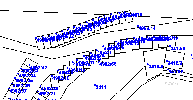 Parcela st. 4962/7 v KÚ Znojmo-město, Katastrální mapa