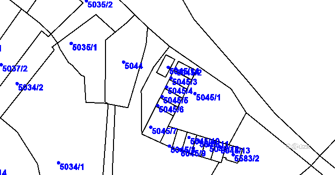 Parcela st. 5045/4 v KÚ Znojmo-město, Katastrální mapa
