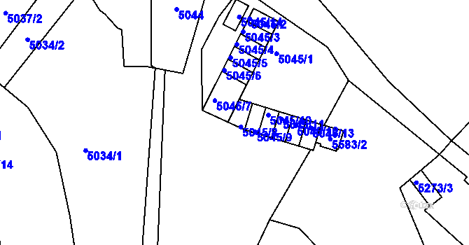 Parcela st. 5045/8 v KÚ Znojmo-město, Katastrální mapa