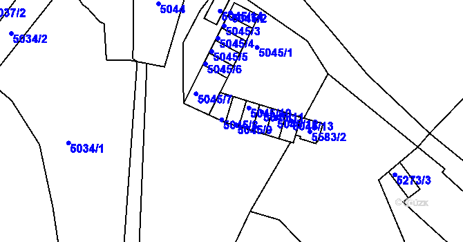 Parcela st. 5045/9 v KÚ Znojmo-město, Katastrální mapa