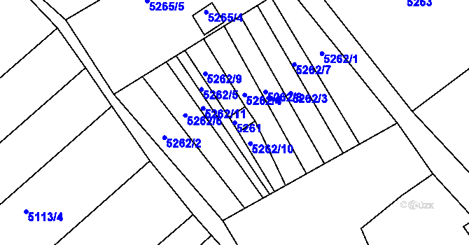 Parcela st. 5261 v KÚ Znojmo-město, Katastrální mapa