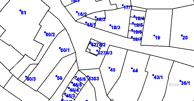 Parcela st. 5278/3 v KÚ Znojmo-město, Katastrální mapa