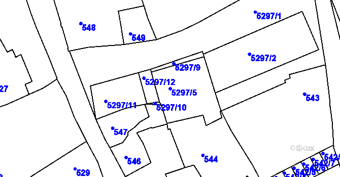 Parcela st. 5297/5 v KÚ Znojmo-město, Katastrální mapa