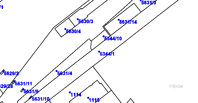 Parcela st. 5344/1 v KÚ Znojmo-město, Katastrální mapa