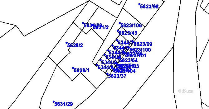 Parcela st. 5344/4 v KÚ Znojmo-město, Katastrální mapa