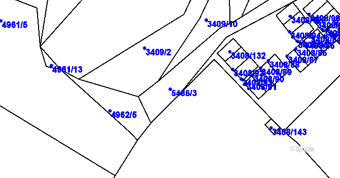 Parcela st. 5486/3 v KÚ Znojmo-město, Katastrální mapa