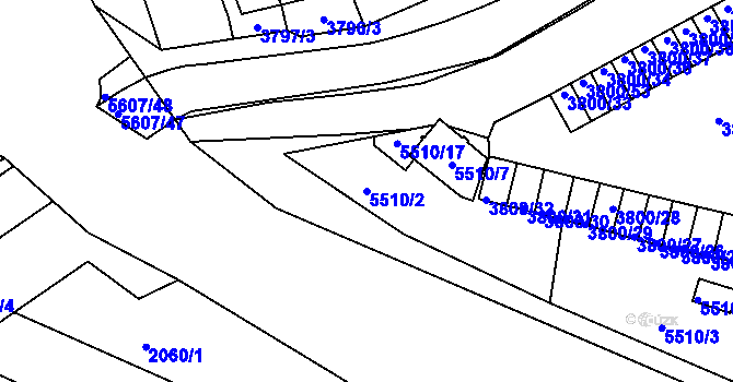 Parcela st. 5510/2 v KÚ Znojmo-město, Katastrální mapa