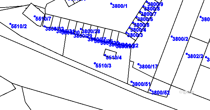 Parcela st. 5510/4 v KÚ Znojmo-město, Katastrální mapa