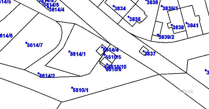 Parcela st. 5510/5 v KÚ Znojmo-město, Katastrální mapa