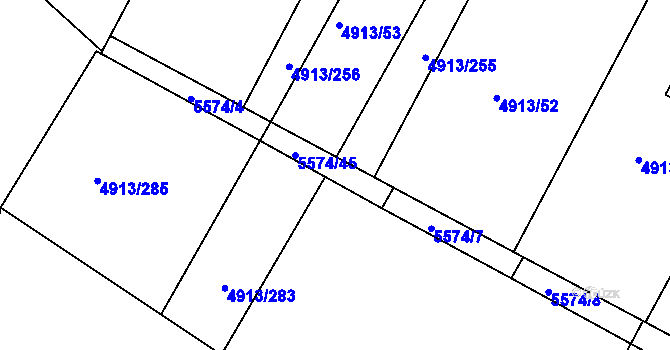 Parcela st. 5574/6 v KÚ Znojmo-město, Katastrální mapa