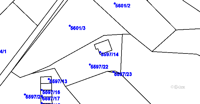 Parcela st. 5597/14 v KÚ Znojmo-město, Katastrální mapa
