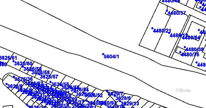 Parcela st. 5604/1 v KÚ Znojmo-město, Katastrální mapa