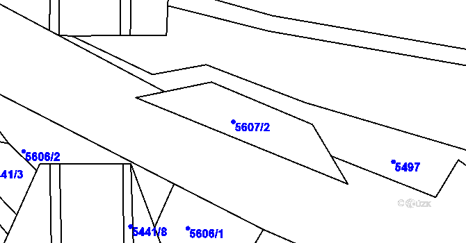 Parcela st. 5607/2 v KÚ Znojmo-město, Katastrální mapa