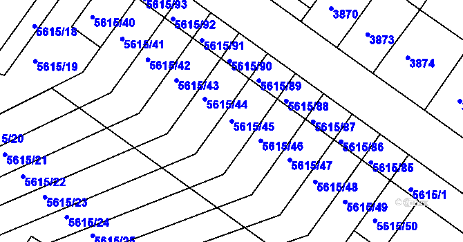 Parcela st. 5615/45 v KÚ Znojmo-město, Katastrální mapa