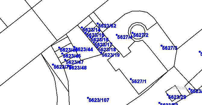 Parcela st. 5623/19 v KÚ Znojmo-město, Katastrální mapa