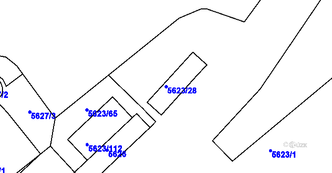 Parcela st. 5623/28 v KÚ Znojmo-město, Katastrální mapa