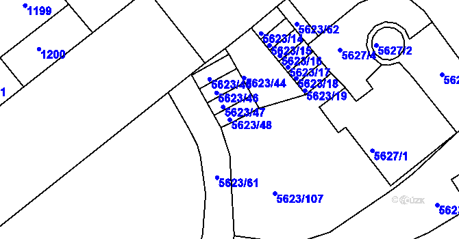 Parcela st. 5623/48 v KÚ Znojmo-město, Katastrální mapa