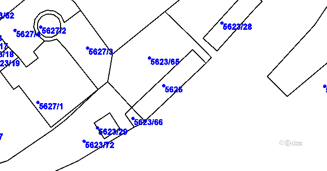 Parcela st. 5626 v KÚ Znojmo-město, Katastrální mapa