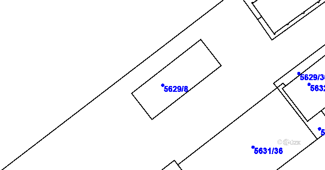 Parcela st. 5629/8 v KÚ Znojmo-město, Katastrální mapa