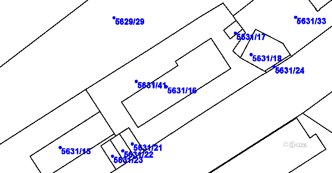 Parcela st. 5631/16 v KÚ Znojmo-město, Katastrální mapa