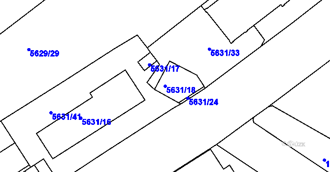 Parcela st. 5631/18 v KÚ Znojmo-město, Katastrální mapa