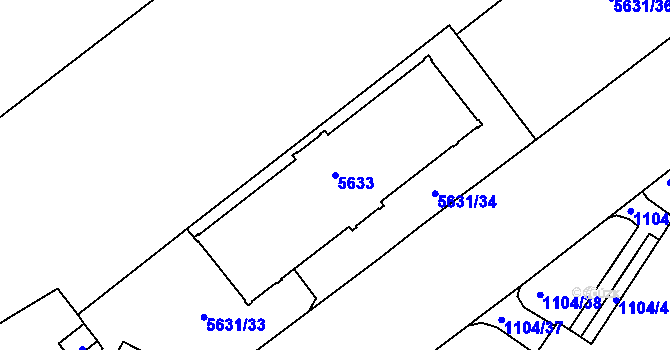 Parcela st. 5633 v KÚ Znojmo-město, Katastrální mapa