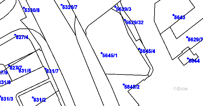 Parcela st. 5645/1 v KÚ Znojmo-město, Katastrální mapa