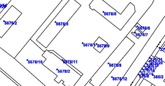 Parcela st. 5678/1 v KÚ Znojmo-město, Katastrální mapa
