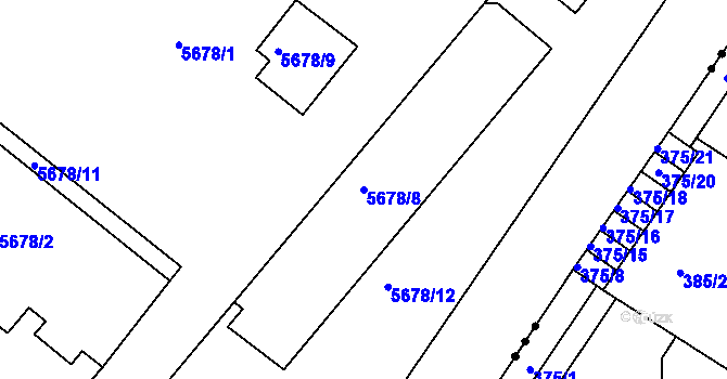 Parcela st. 5678/8 v KÚ Znojmo-město, Katastrální mapa