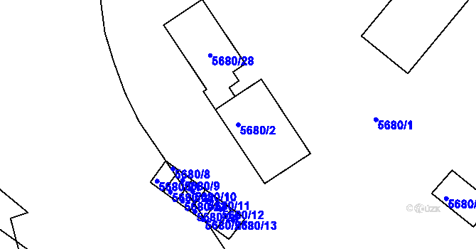 Parcela st. 5680/2 v KÚ Znojmo-město, Katastrální mapa