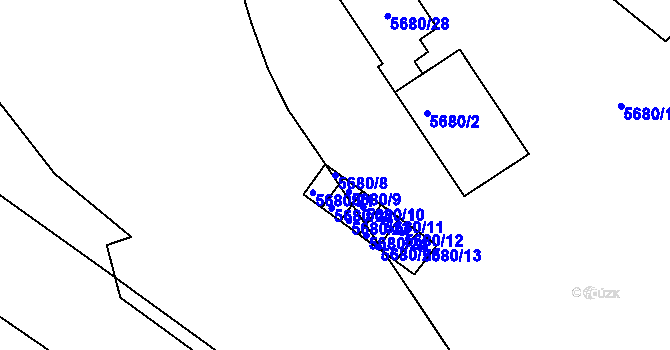 Parcela st. 5680/8 v KÚ Znojmo-město, Katastrální mapa
