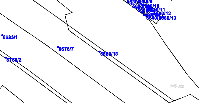 Parcela st. 5680/18 v KÚ Znojmo-město, Katastrální mapa