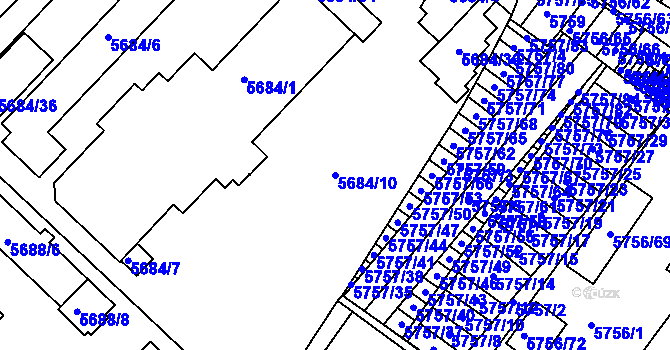 Parcela st. 5684/10 v KÚ Znojmo-město, Katastrální mapa