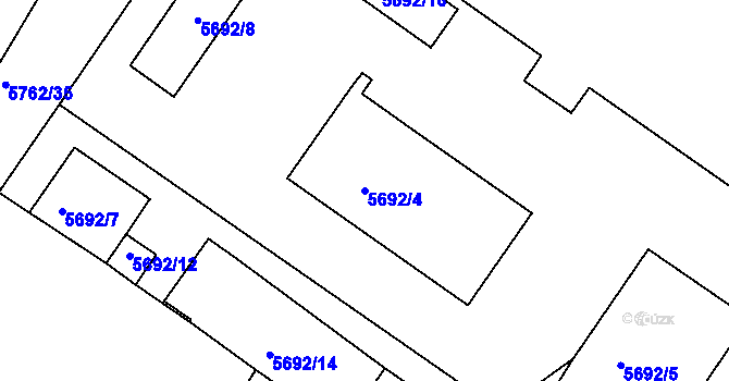Parcela st. 5692/4 v KÚ Znojmo-město, Katastrální mapa