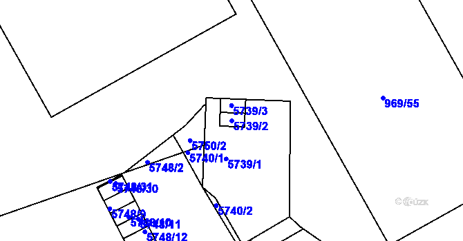 Parcela st. 5739/2 v KÚ Znojmo-město, Katastrální mapa
