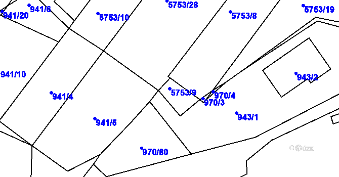 Parcela st. 5753/9 v KÚ Znojmo-město, Katastrální mapa