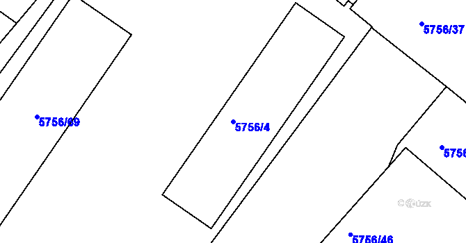 Parcela st. 5756/4 v KÚ Znojmo-město, Katastrální mapa