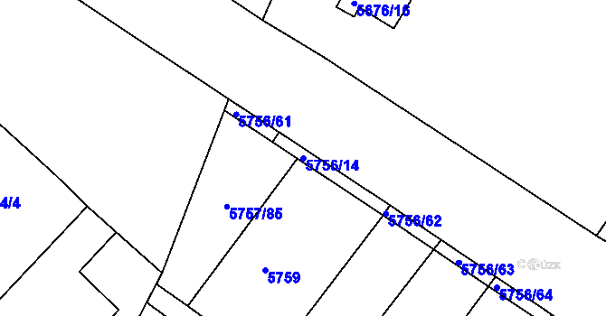 Parcela st. 5756/14 v KÚ Znojmo-město, Katastrální mapa