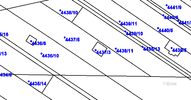 Parcela st. 4437/3 v KÚ Znojmo-město, Katastrální mapa