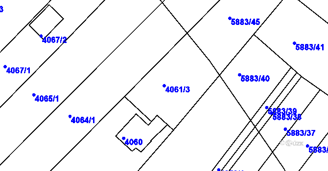 Parcela st. 4061/3 v KÚ Znojmo-město, Katastrální mapa