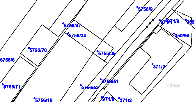Parcela st. 5756/35 v KÚ Znojmo-město, Katastrální mapa