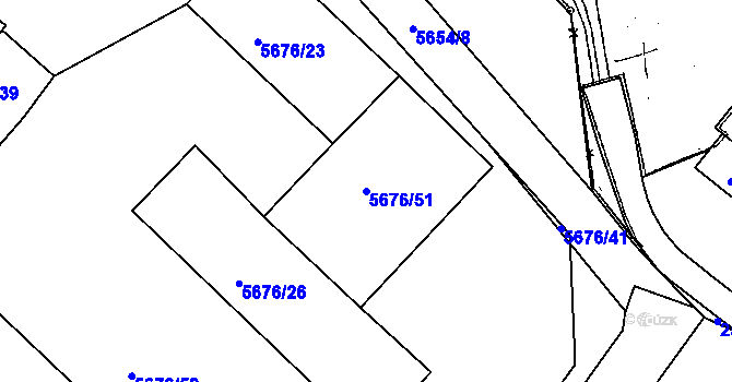 Parcela st. 5676/51 v KÚ Znojmo-město, Katastrální mapa